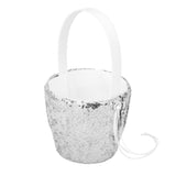 Maxbell Ring Pillow&Basket Set Sequin Rhinestone Wedding Decor Ribbon Flower -Silver