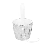 Maxbell Ring Pillow&Basket Set Sequin Rhinestone Wedding Decor Ribbon Flower -Silver