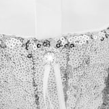 Maxbell Ring Pillow&Basket Set Sequin Rhinestone Wedding Decor Ribbon Flower -Silver