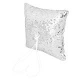 Maxbell Ring Pillow&Basket Set Sequin Rhinestone Wedding Decor Ribbon Flower -Silver