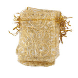 Maxbell 4x100pcs Golden Eyelash Organza Bag Wedding Gift Bag 9x12cm