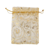 Maxbell 4x100pcs Golden Eyelash Organza Bag Wedding Gift Bag 9x12cm