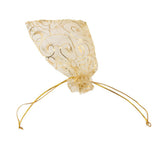 Maxbell 4x100pcs Golden Eyelash Organza Bag Wedding Gift Bag 9x12cm