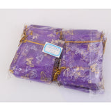 Maxbell 4x100pcs Golden Butterfly Purple Organza Bag Wedding Gift Bag 9x12cm