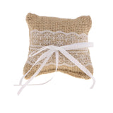 Maxbell 12xWedding Bridal Party Jute Burlap Ring Pillow Bow Lace Trim
