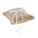 Maxbell 12xWedding Bridal Party Jute Burlap Ring Pillow Bow Lace Trim