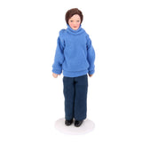 Maxbell Dollhouse Miniature Porcelain Doll Male in Blue Sweater