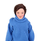 Maxbell Dollhouse Miniature Porcelain Doll Male in Blue Sweater