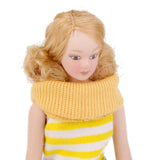 Maxbell 12th Dollhouse Miniature Porcelain Doll Lady in Striped Dress