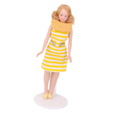 Maxbell 10x12th Dollhouse Miniature Porcelain Doll Lady in Striped Dress