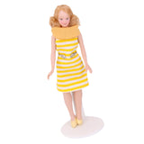 Maxbell 12th Dollhouse Miniature Porcelain Doll Lady in Striped Dress