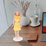 Maxbell 12th Dollhouse Miniature Porcelain Doll Lady in Striped Dress