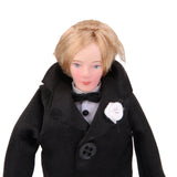 Maxbell Dollhouse Miniature Porcelain Doll Groom in Black Suit
