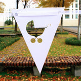 Maxbell White Hollow Pram Bunting Banner Vintage Flags Baby Shower Party