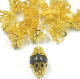 Maxbell 4x50pcs Vintage Filigree Flower Bead End Cap Finding For Jewelry Making Gold