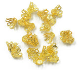 Maxbell 4x50pcs Vintage Filigree Flower Bead End Cap Finding For Jewelry Making Gold