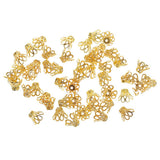 Maxbell 4x50pcs Vintage Filigree Flower Bead End Cap Finding For Jewelry Making Gold