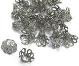 Maxbell 2x50pcs Vintage Filigree Flower Bead End Cap Finding For Jewelry Making Black