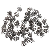 Maxbell 2x50pcs Vintage Filigree Flower Bead End Cap Finding For Jewelry Making Black