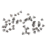 Maxbell 2x50pcs Vintage Filigree Flower Bead End Cap Finding For Jewelry Making Black