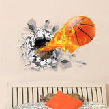 Maxbell 3D Basketball Rush Out Wall Decal Stickers Kids Room Decor