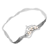 Infant Baby Rhinestone Pearl Crown Hair Bands Photography Headband - Silver