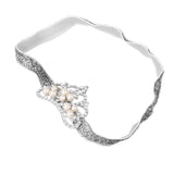 Infant Baby Rhinestone Pearl Crown Hair Bands Photography Headband - Silver