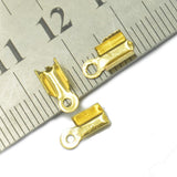 Maxbell 2x100 Pcs Folding Crimps Cord Thong End Connectors 10mm Gold