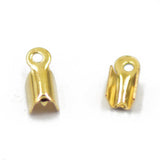 Maxbell 2x100 Pcs Folding Crimps Cord Thong End Connectors 10mm Gold