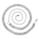 Maxbell 2x4-Row Rhinestone Ladies Waist Chain Belt in Silver