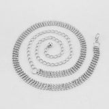 Maxbell 2x4-Row Rhinestone Ladies Waist Chain Belt in Silver