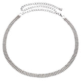 Maxbell 2x4-Row Rhinestone Ladies Waist Chain Belt in Silver