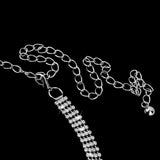 Maxbell 2x4-Row Rhinestone Ladies Waist Chain Belt in Silver