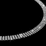 Maxbell 2x4-Row Rhinestone Ladies Waist Chain Belt in Silver