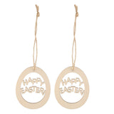 Maxbell 2x10pcs Laser Cut Happy Easter Egg Wooden Embellishment with String