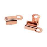 Maxbell 3x100 Pcs Folding Crimps Cord Thong End Connectors 10mm Rose Gold