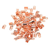 Maxbell 2x100 Pcs Folding Crimps Cord Thong End Connectors 10mm Rose Gold