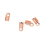 Maxbell 3x100 Pcs Folding Crimps Cord Thong End Connectors 10mm Rose Gold