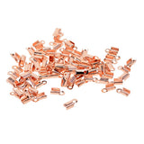 Maxbell 3x100 Pcs Folding Crimps Cord Thong End Connectors 10mm Rose Gold