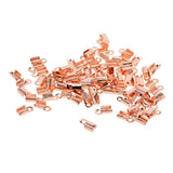 Maxbell 3x100 Pcs Folding Crimps Cord Thong End Connectors 10mm Rose Gold