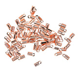 Maxbell 3x100 Pcs Folding Crimps Cord Thong End Connectors 10mm Rose Gold