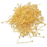 Maxbell 3x200pcs Gold Plated Ball Head Pins Wire 0.5mm Thick 20mm Length Headpins