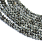 Maxbell Snowflake Obsidian Round Gemstone Loose Beads Strand 4 mm / 15 inch