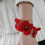 Maxbell 2xWedding Bridemaid Flower Girl Wrist Flower Red