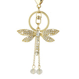 Maxbell 2xCrystal Dragonfly Charm Pendant Key Ring Key Chain