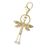 Maxbell 2xCrystal Dragonfly Charm Pendant Key Ring Key Chain