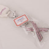 Maxbell 2xPink Ribbon Crystal Charm Pendant Key Ring Key Chain