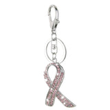 Maxbell 2xPink Ribbon Crystal Charm Pendant Key Ring Key Chain