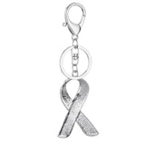 Maxbell 2xPink Ribbon Crystal Charm Pendant Key Ring Key Chain