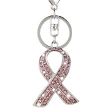 Maxbell 2xPink Ribbon Crystal Charm Pendant Key Ring Key Chain